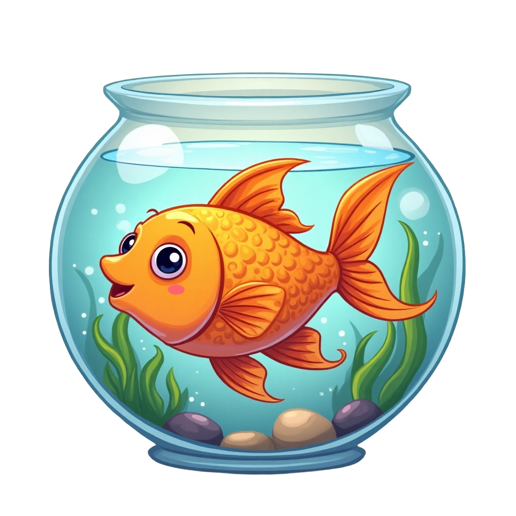 Happy Goldfish in a Fishbowl